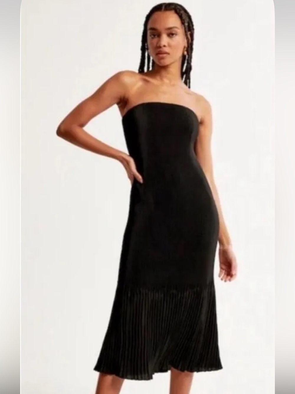 Abercrombie & Fitch Black Strapless Midi Dress